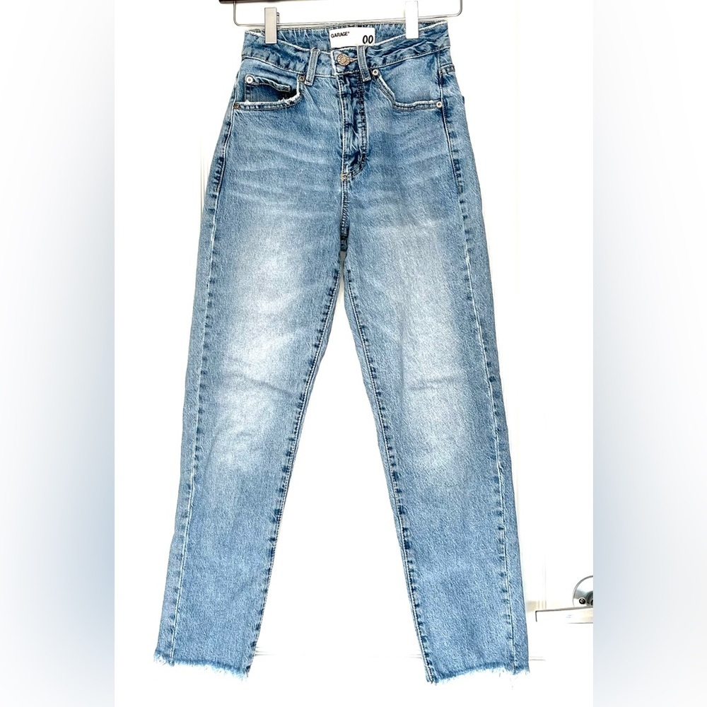 Garage Light Wash Relaxed Straight Leg Jeans Sz 00 Y2K Baggy Mom Jeans 90s Style